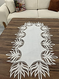 Fransız Dantelli Ekru Runner